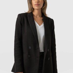 NWT Saint + Sofia Black Double-Breasted Blazer